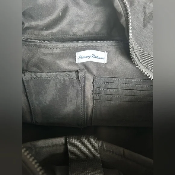 Tommy Bahama black travel duffle bag with hand and shoulder straps - Picture 5 of 10
